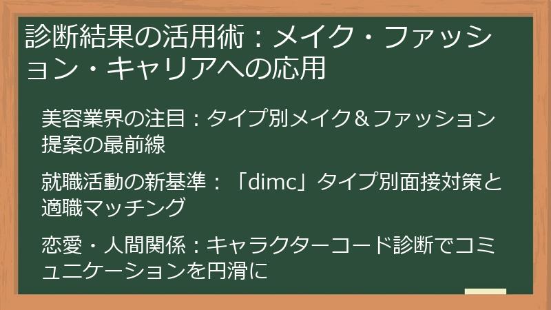 診断結果の活用術：メイク・ファッション・キャリアへの応用