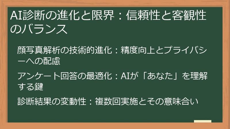 AI診断の進化と限界：信頼性と客観性のバランス