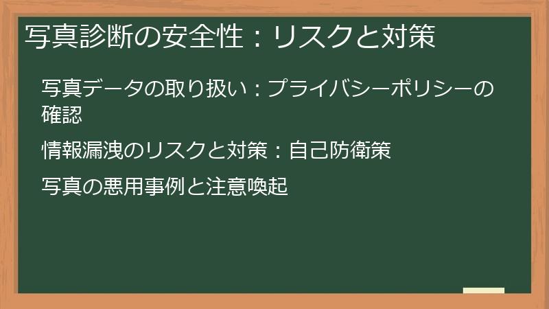 写真診断の安全性：リスクと対策