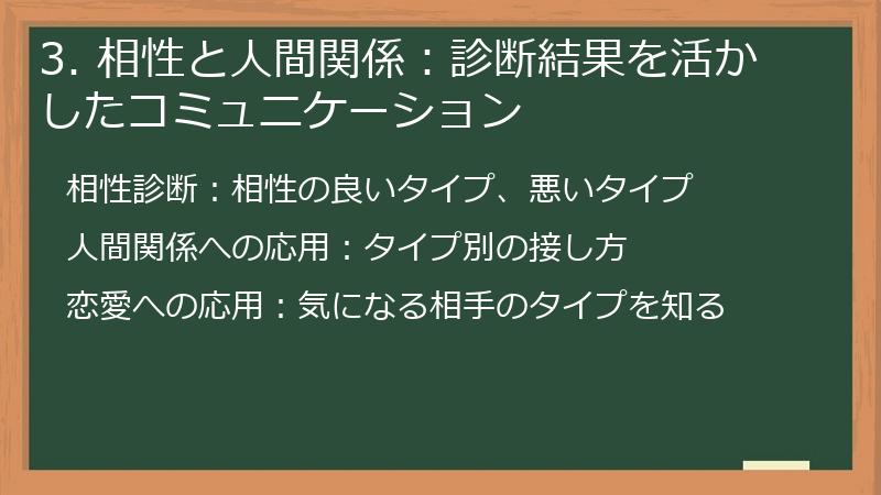 3. 相性と人間関係：診断結果を活かしたコミュニケーション