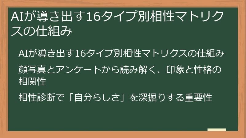 AIが導き出す16タイプ別相性マトリクスの仕組み