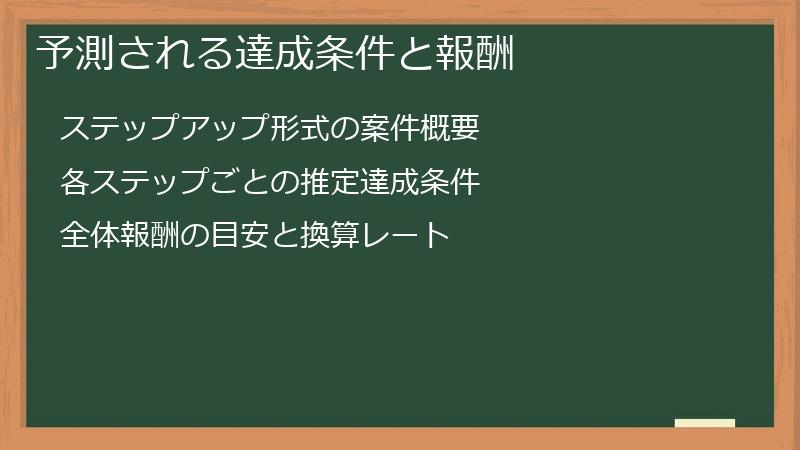 予測される達成条件と報酬