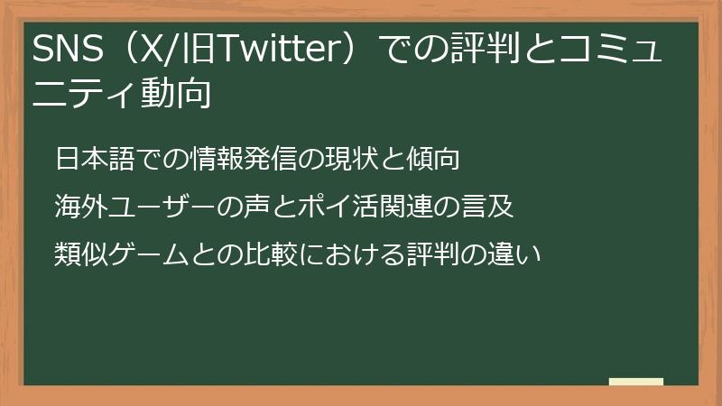 SNS（X/旧Twitter）での評判とコミュニティ動向
