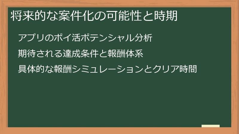 将来的な案件化の可能性と時期