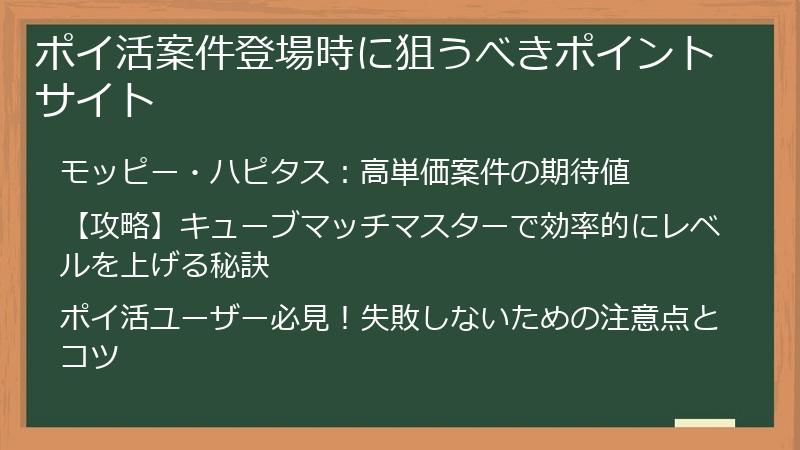 ポイ活案件登場時に狙うべきポイントサイト