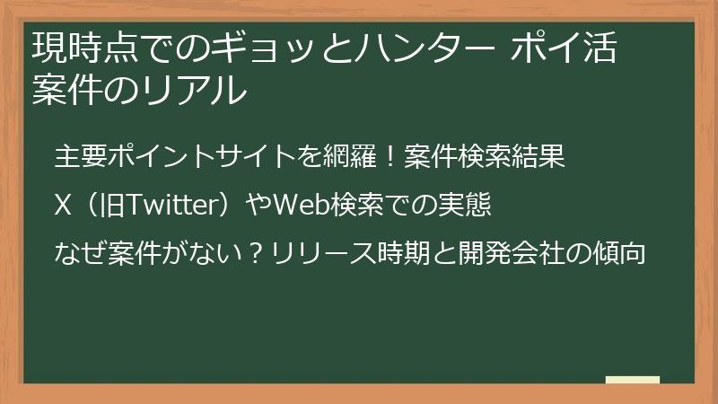 現時点でのギョッとハンター ポイ活案件のリアル
