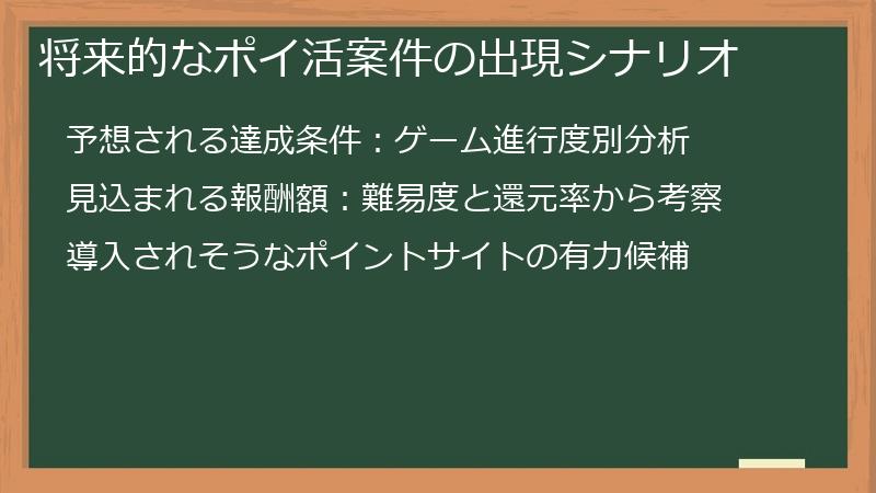 将来的なポイ活案件の出現シナリオ