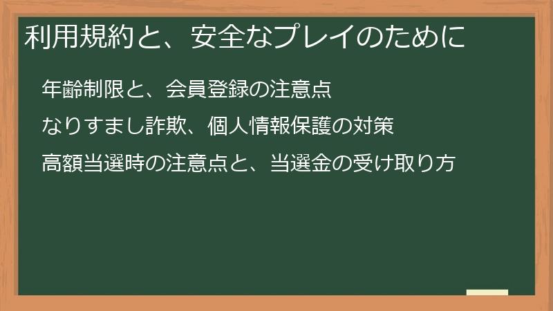 利用規約と、安全なプレイのために