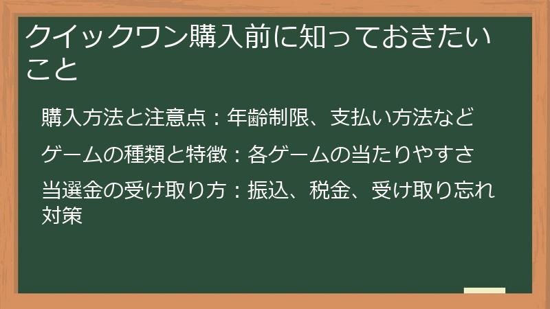 クイックワン購入前に知っておきたいこと