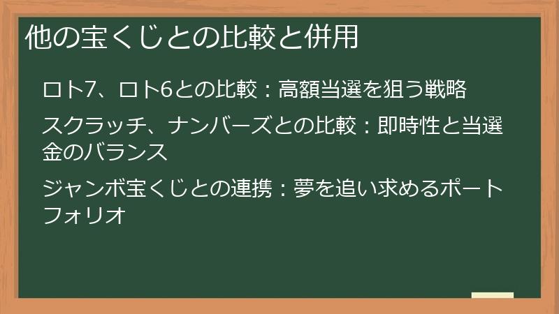 他の宝くじとの比較と併用