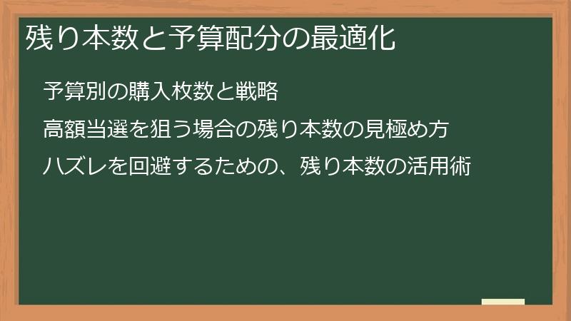 残り本数と予算配分の最適化