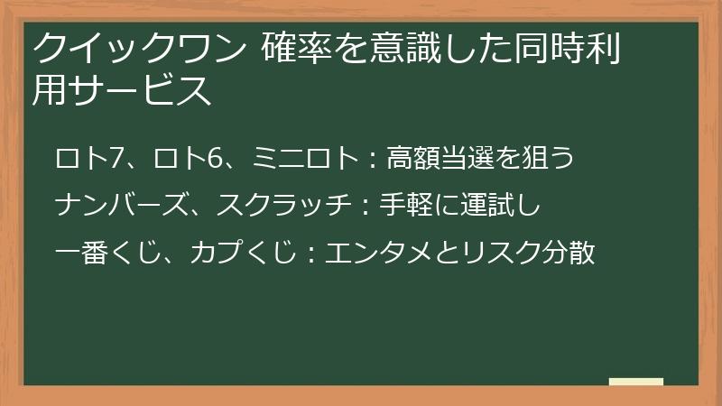 クイックワン 確率を意識した同時利用サービス