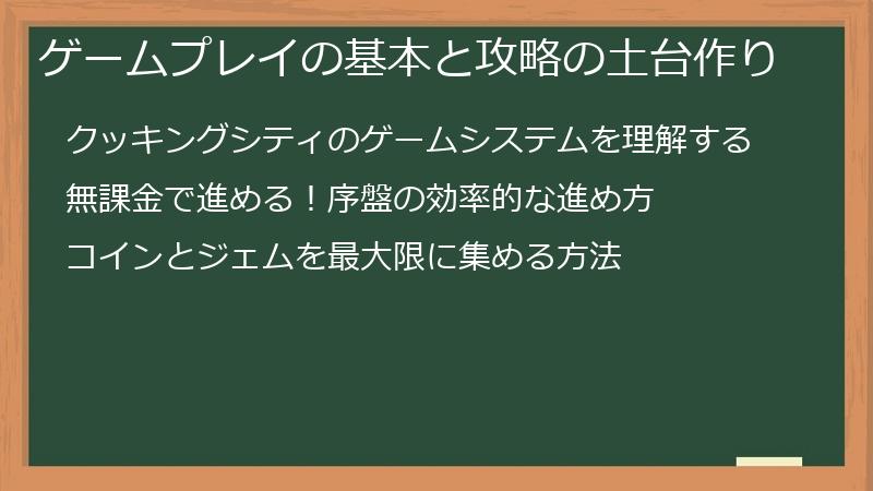 ゲームプレイの基本と攻略の土台作り