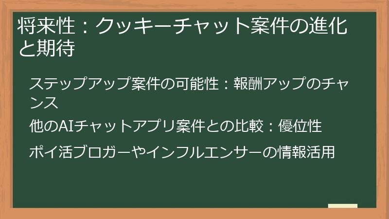 将来性：クッキーチャット案件の進化と期待