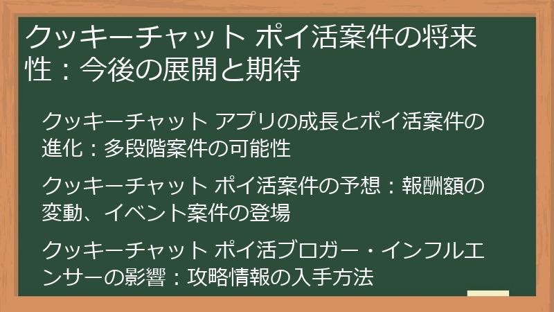 クッキーチャット ポイ活案件の将来性：今後の展開と期待
