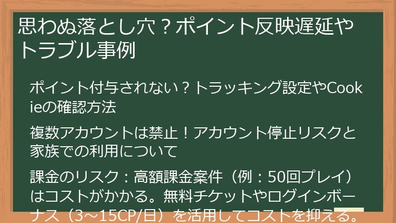 思わぬ落とし穴？ポイント反映遅延やトラブル事例