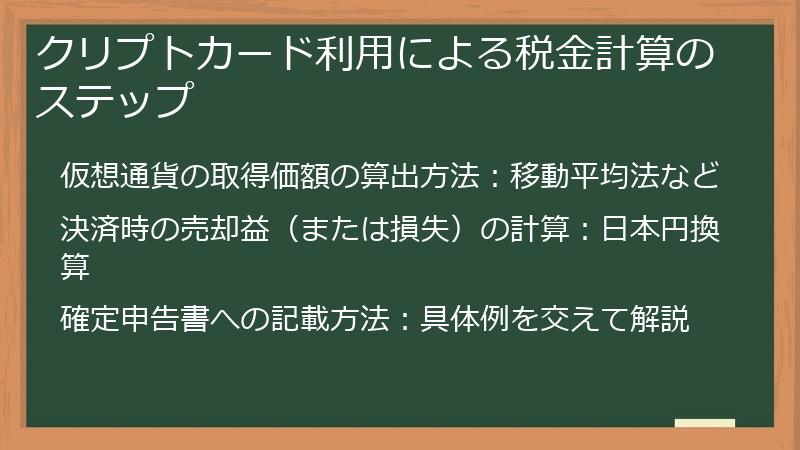 クリプトカード利用による税金計算のステップ