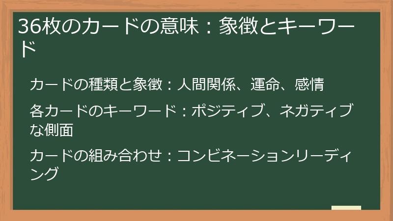 36枚のカードの意味：象徴とキーワード