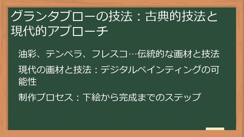グランタブローの技法：古典的技法と現代的アプローチ