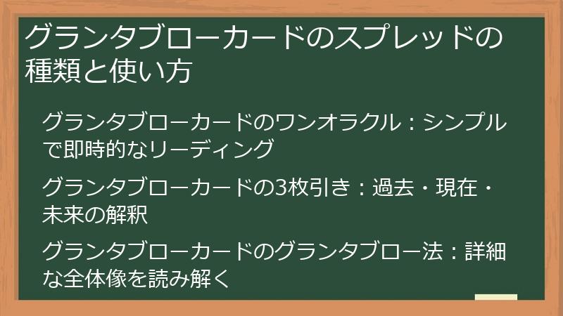 グランタブローカードのスプレッドの種類と使い方