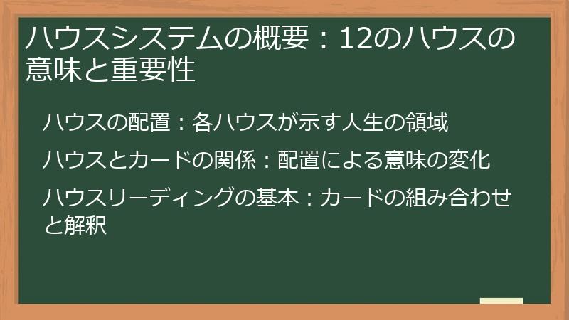 ハウスシステムの概要：12のハウスの意味と重要性