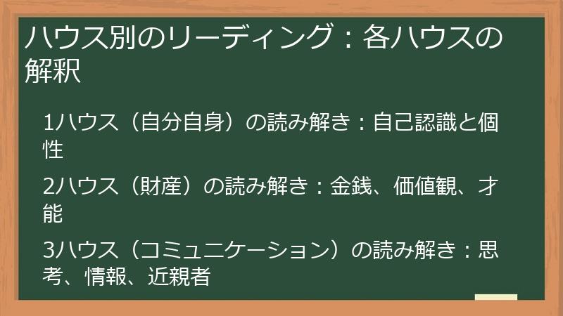 ハウス別のリーディング：各ハウスの解釈