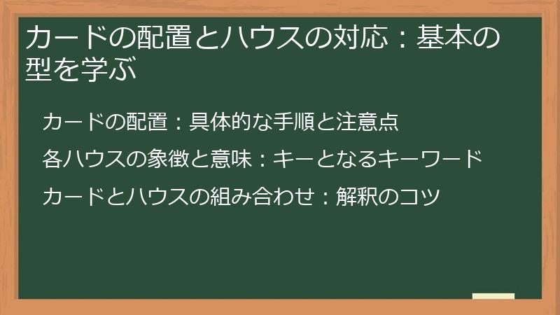カードの配置とハウスの対応:基本の型を学ぶ
