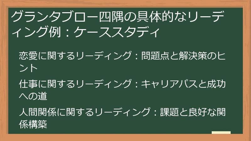 グランタブロー四隅の具体的なリーディング例：ケーススタディ
