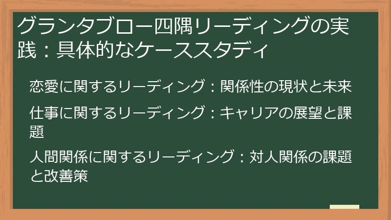 グランタブロー四隅リーディングの実践：具体的なケーススタディ