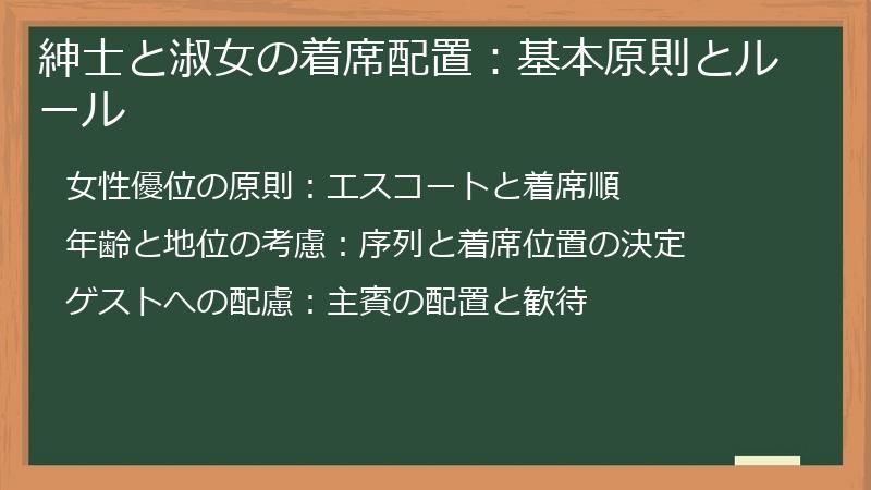 紳士と淑女の着席配置:基本原則とルール