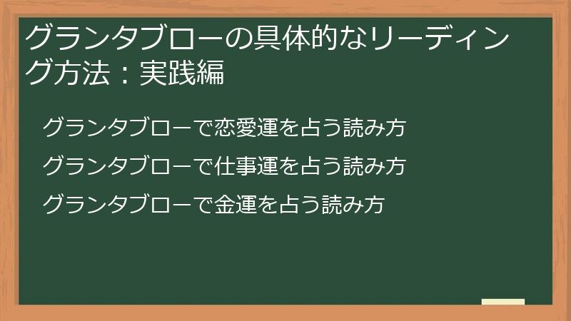 グランタブローの具体的なリーディング方法：実践編