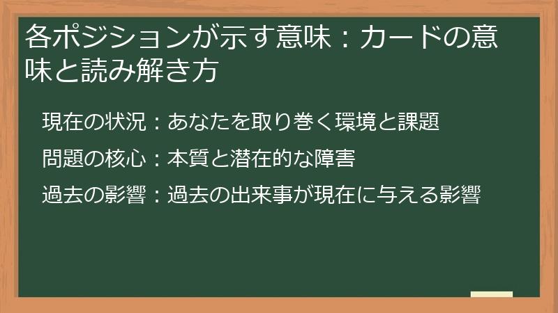 各ポジションが示す意味:カードの意味と読み解き方