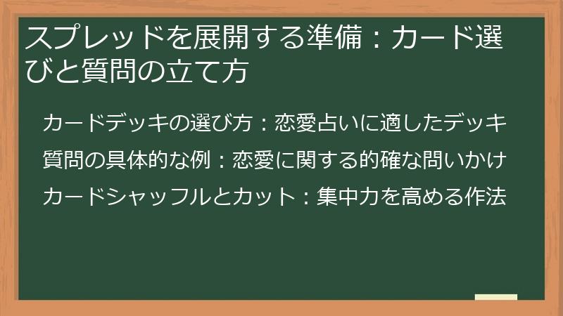 スプレッドを展開する準備：カード選びと質問の立て方