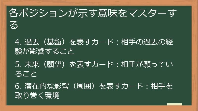 各ポジションが示す意味をマスターする