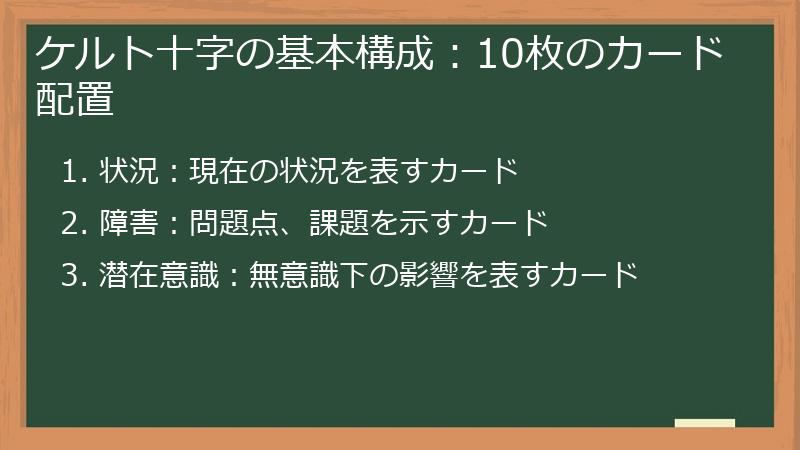 ケルト十字の基本構成：10枚のカード配置