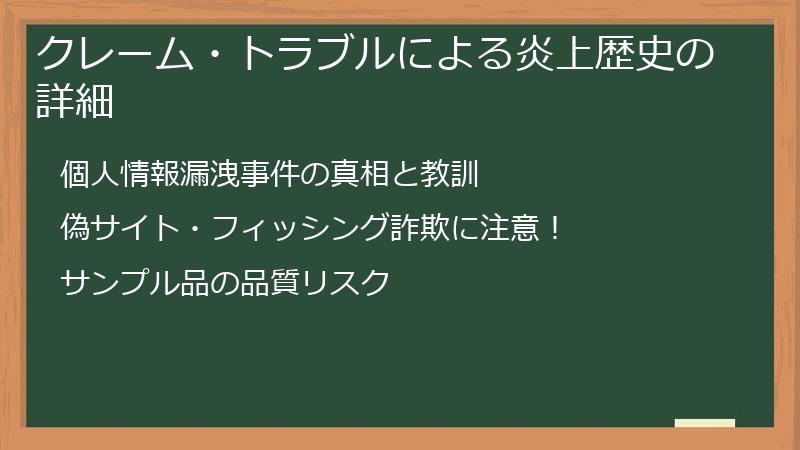 クレーム・トラブルによる炎上歴史の詳細