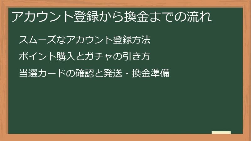 アカウント登録から換金までの流れ