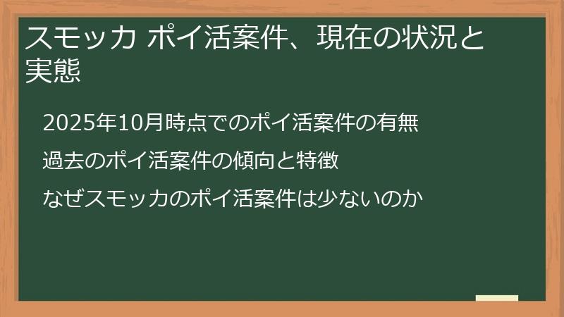スモッカ ポイ活案件、現在の状況と実態
