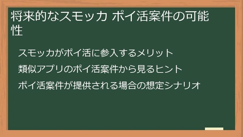 将来的なスモッカ ポイ活案件の可能性