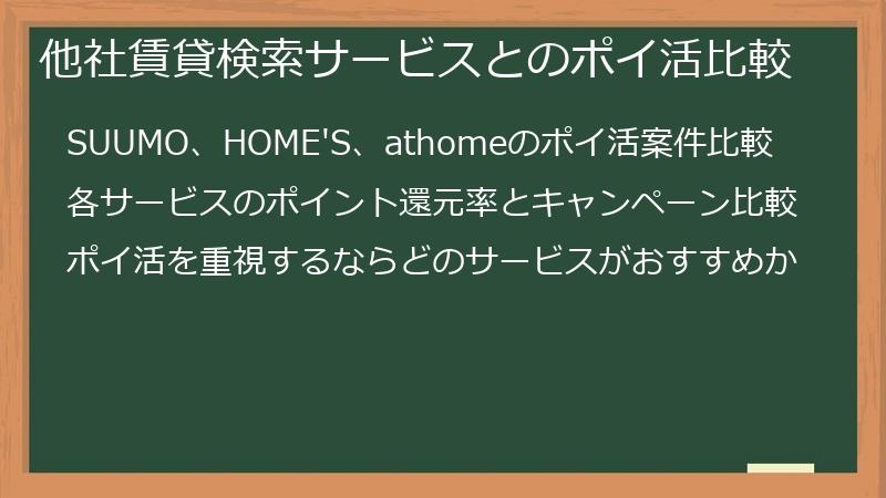 他社賃貸検索サービスとのポイ活比較