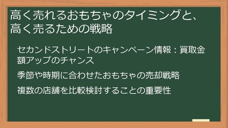 高く売れるおもちゃのタイミングと、高く売るための戦略