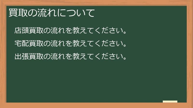 買取の流れについて