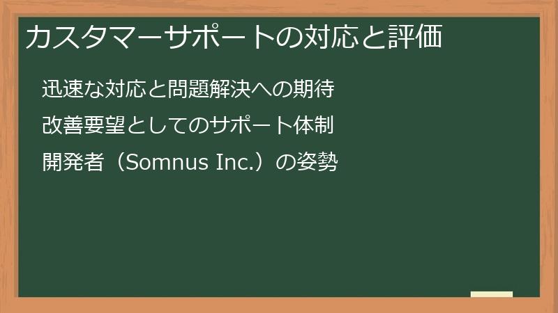 カスタマーサポートの対応と評価