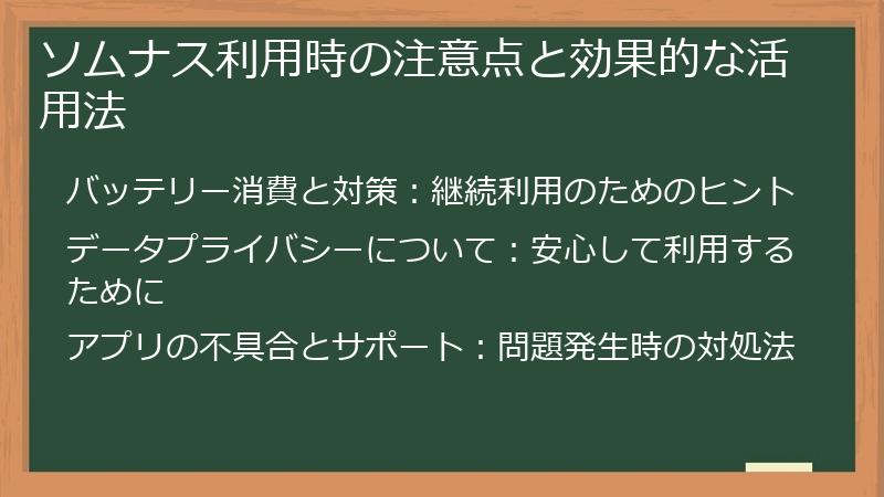 ソムナス利用時の注意点と効果的な活用法