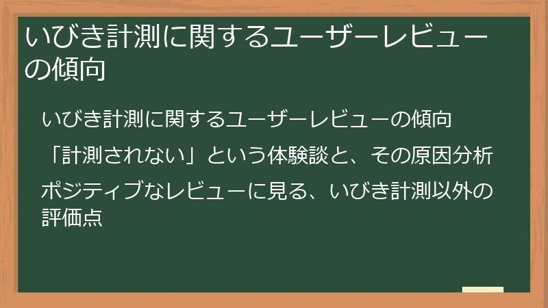 いびき計測に関するユーザーレビューの傾向
