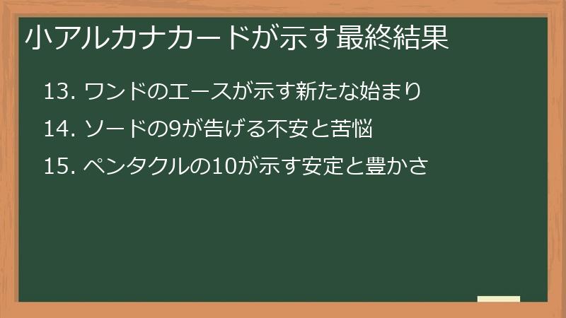 小アルカナカードが示す最終結果