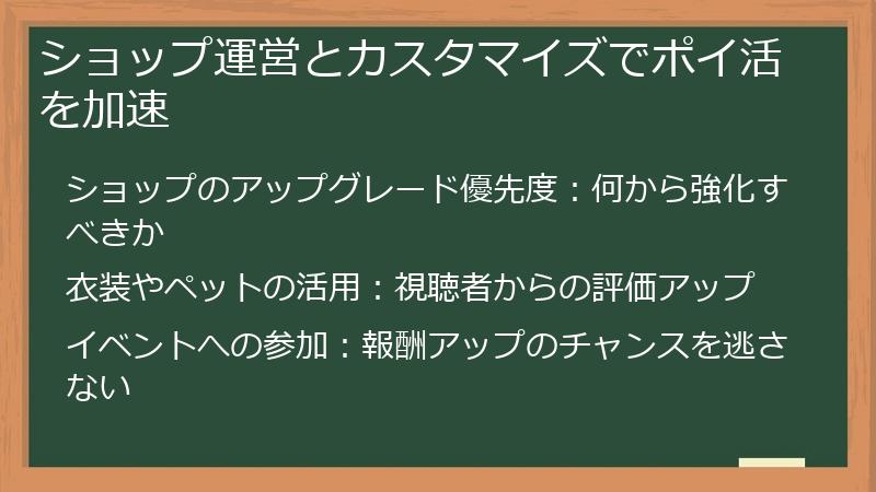 ショップ運営とカスタマイズでポイ活を加速