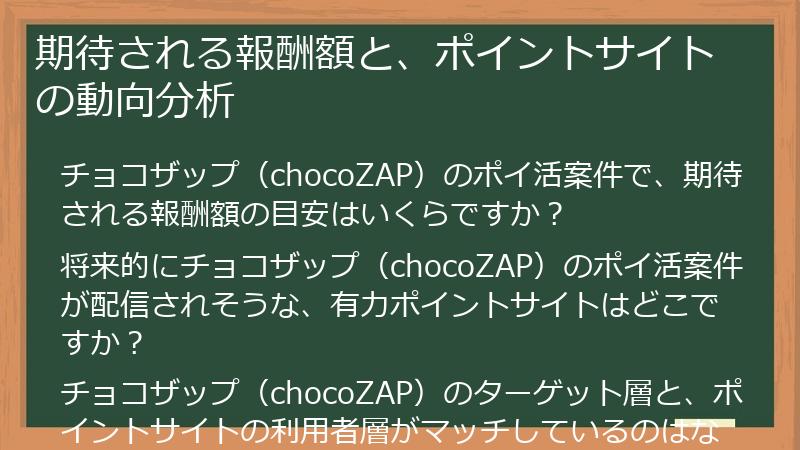 期待される報酬額と、ポイントサイトの動向分析