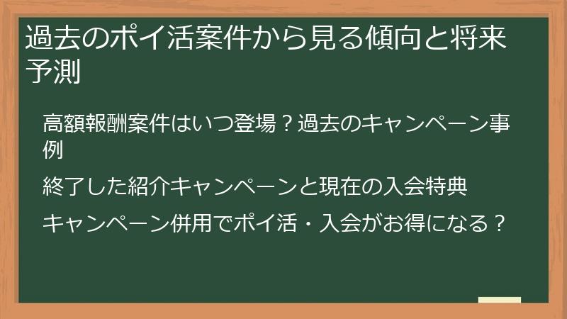 過去のポイ活案件から見る傾向と将来予測