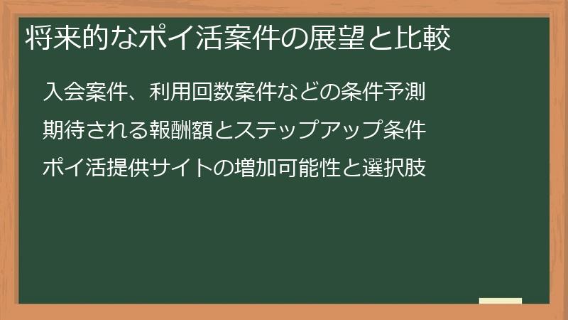将来的なポイ活案件の展望と比較